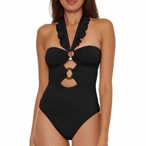 Soluna Swim Standard Buckle Up One Piece Bandeau Swimsuit Size Large